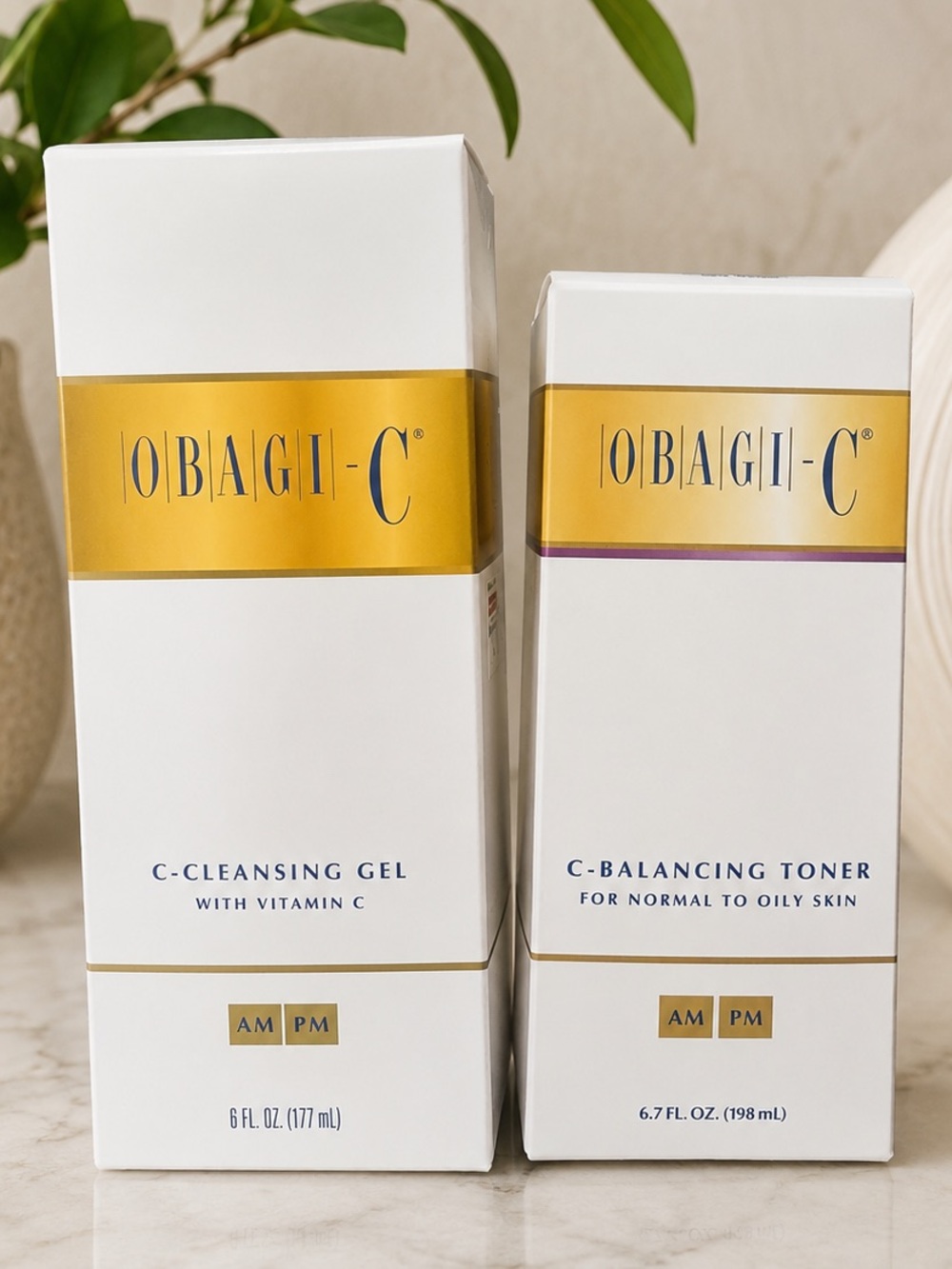 NEW! Obagi-C Vitamin C Cleansing Gel & Balancing Toner Set 6 oz 6.7 oz